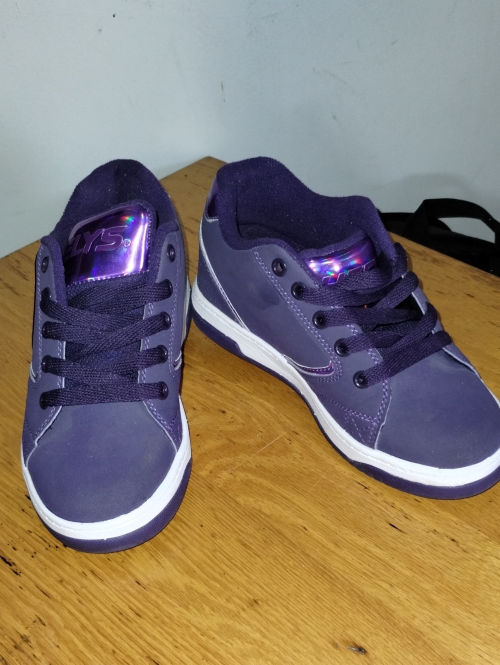 Kids Purple Heely Propel Lace-Up Sneakers with Holographic Accent, W/Tool Size 2